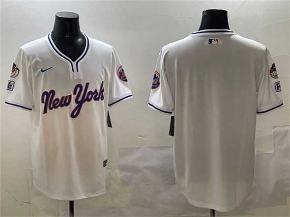 Mens New York Mets Blank White 2025 Spring Training Stitched Jersey->new york mets->MLB Jersey